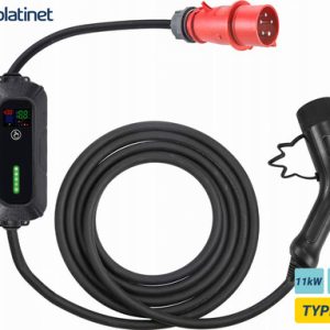 Platinet PPC32AT prenosni EV električni polnilec, 11kW, 5m, za električna / hibridna vozila, TYPE 2, SCHUKO adapter, LED zaslon, torba
