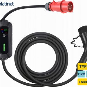 Platinet PPC7M11 prenosni EV električni polnilec, 11kW, 7m, 16A, TYPE 2, 3-fazni, +SCHUKO adapter, Plug&Play, za električna / hibridna vozila, LED zaslon, +torba